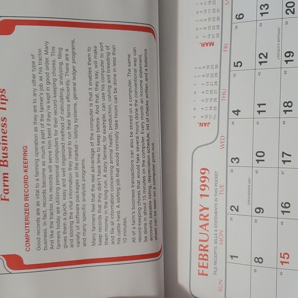 VTG Farm Tractor Calendar 1999 Wall Hanging Advertising ProAgCo Country Rustic - Picture 7 of 16